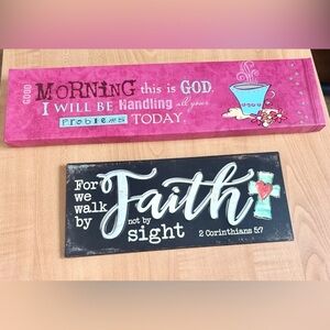 Pictures lot of 2 wall hangings Christian sayings decor